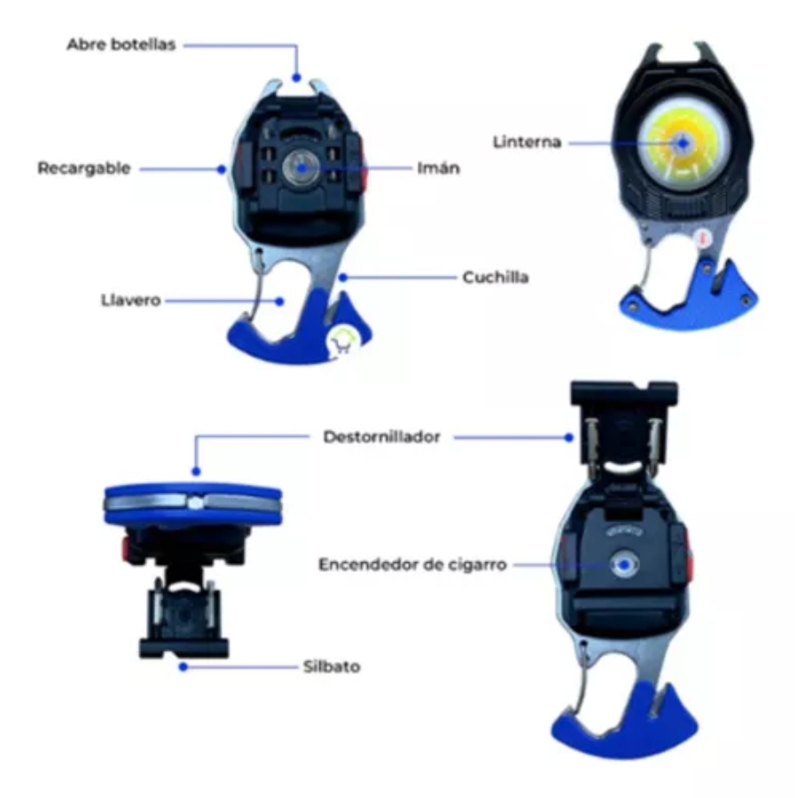 Linterna COB 9En1 Recargable Multif